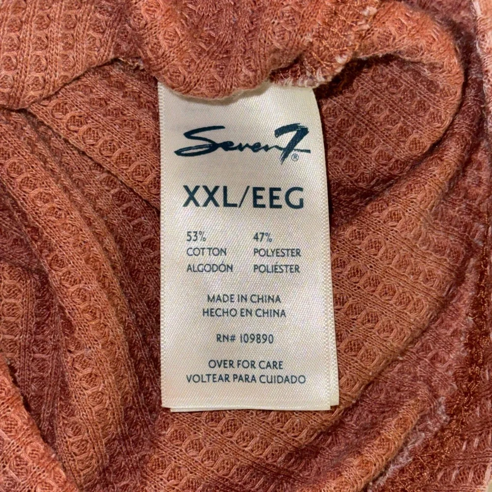 Seven7 Waffle Knit Sweater‎ Relaxed Fit 2XL Henley Top Camel Rustic Brown Cozy